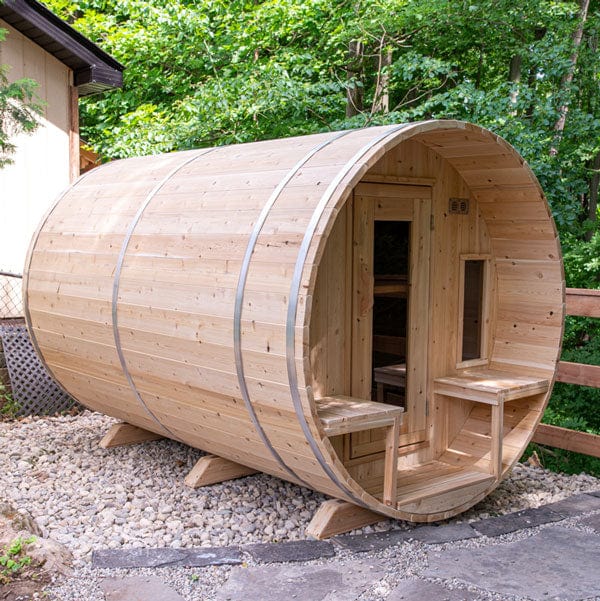 Canadian Timber Tranquility 6-Person Barrel Sauna with 45cm Porch - CTC2345