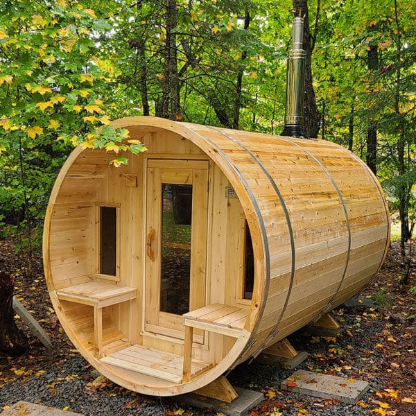 Canadian Timber Tranquility 6-Person Barrel Sauna with 45cm Porch - CTC2345
