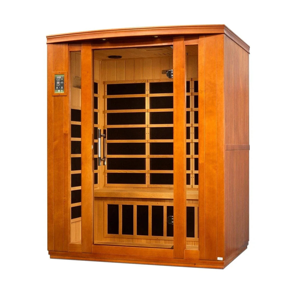 Dynamic "Lugano" 3-Person Corner Low EMF FAR Infrared Sauna – Canadian Hemlock Family Sanctuary (DYN-6336-02)