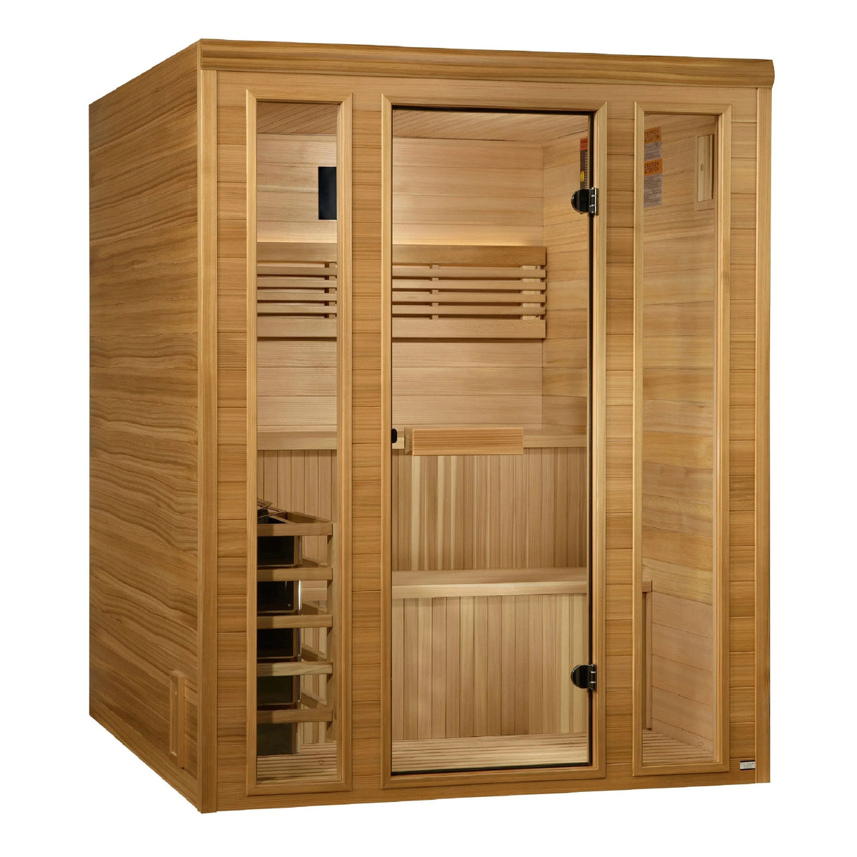 Golden Designs 2025 Engelberg Edition 6-Person Luxury Steam Sauna | Red Light Therapy & Pacific Clear Cedar (GDI-7060-01)