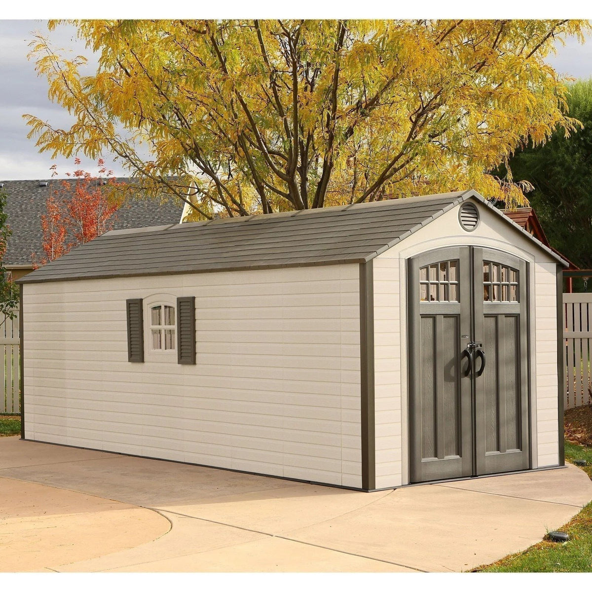 Outdoor Storage Shed 8′ x 20′ – Desert Sand – Lifetime