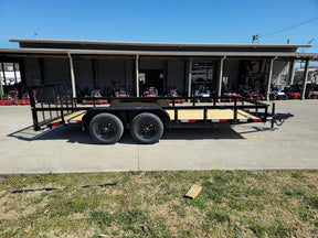 6’4″ x 16 Utility Trailer Double Axle Dovetail With Gate Powder Coated (2) 3500lb Axles