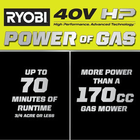 RYOBI 40v Hp brushless 21″ self-propelled AWD dual-blade mower kit