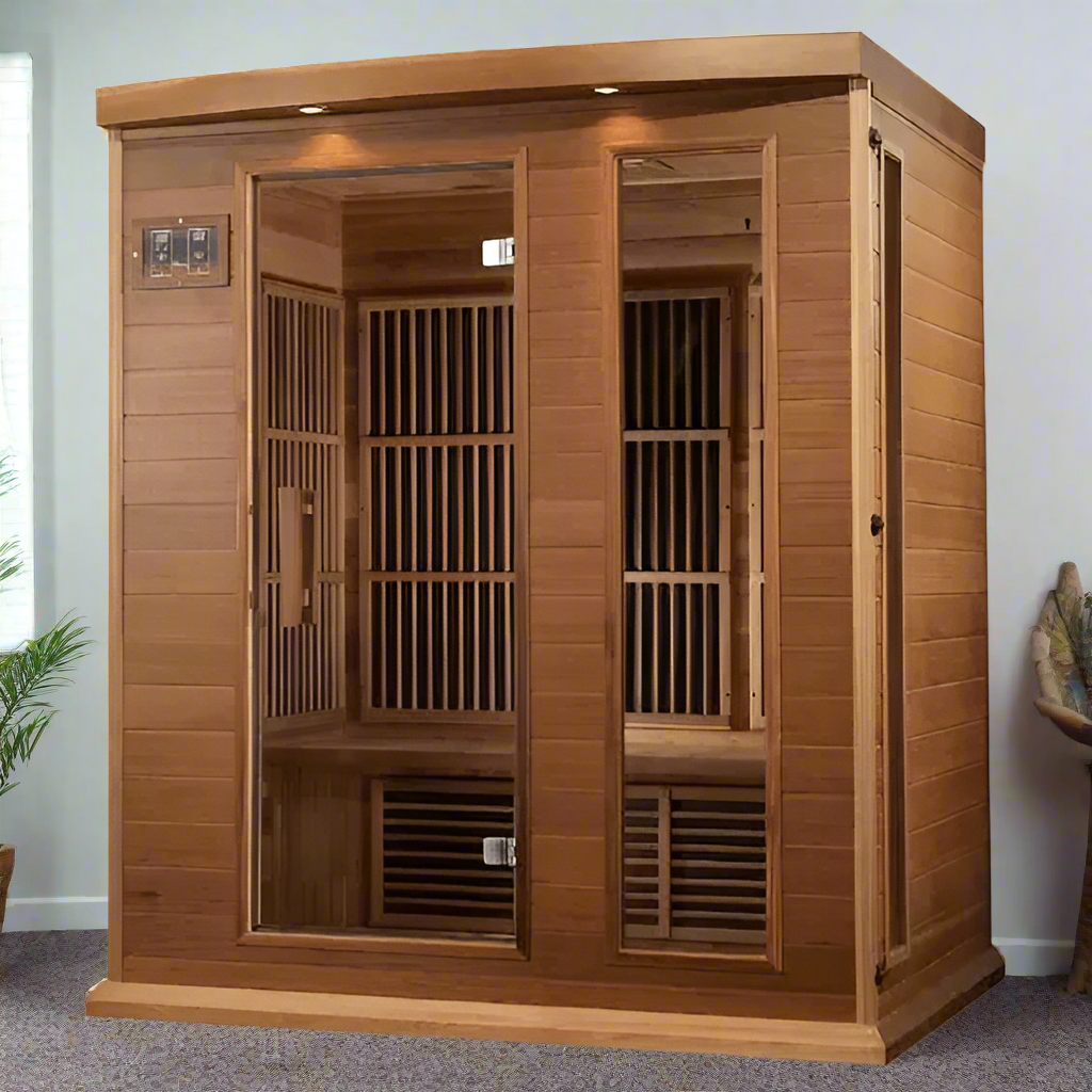 Maxxus 3-Person "Montilemar Edition" Near Zero EMF FAR Infrared Sauna Canadian Red Cedar MX-K306-01-ZF CED