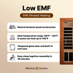 Dynamic "Avila" 1-2-person Low EMF FAR Infrared Sauna DYN-6103-01