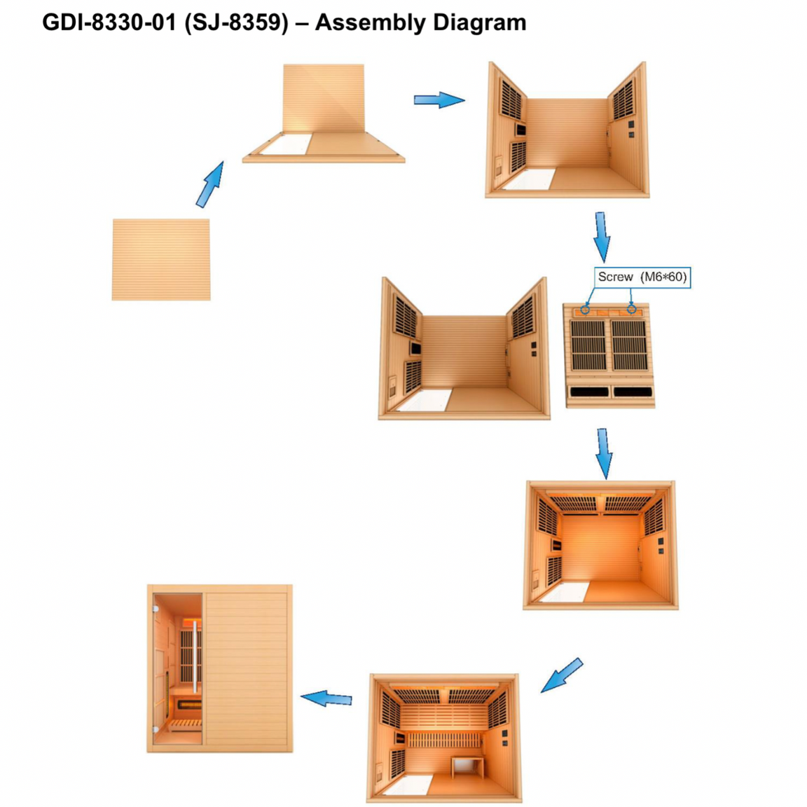 Golden Designs 2025 Soria GDI-8330-01 3 Person Hybrid Indoor Sauna.