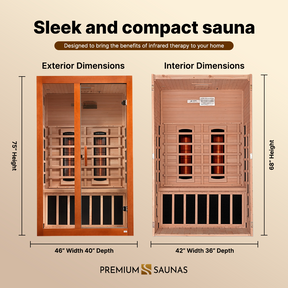 Dynamic "Santiago" 2-person Full Spectrum Near Zero EMF FAR Infrared Sauna DYN-6209-03 FS