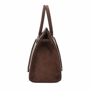Zalvia Women’s Mocha Drawcord Frame Tote Handbag