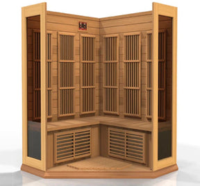 Maxxus 3-Person Corner Near Zero EMF FAR Infrared Sauna Canadian Red Cedar MX-K356-01-ZF CED