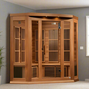 Maxxus 3-Person Corner Near Zero EMF FAR Infrared Sauna Canadian Red Cedar MX-K356-01-ZF CED