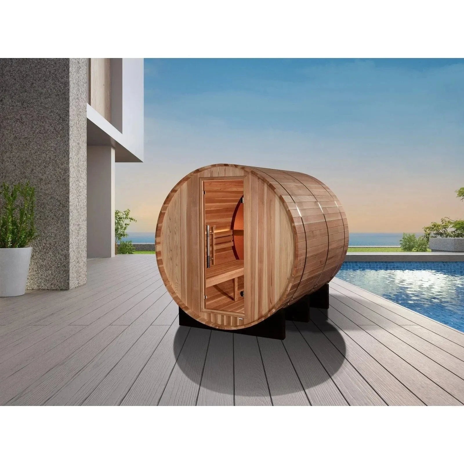 Golden Designs "Zurich" 4 Person Barrel Traditional Sauna GDI-B024-01