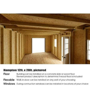 Hampton 12 ft. W x 16 ft. D Wood Storage Shed Kit with Floor (192 Sq. ft.) Installtion Included