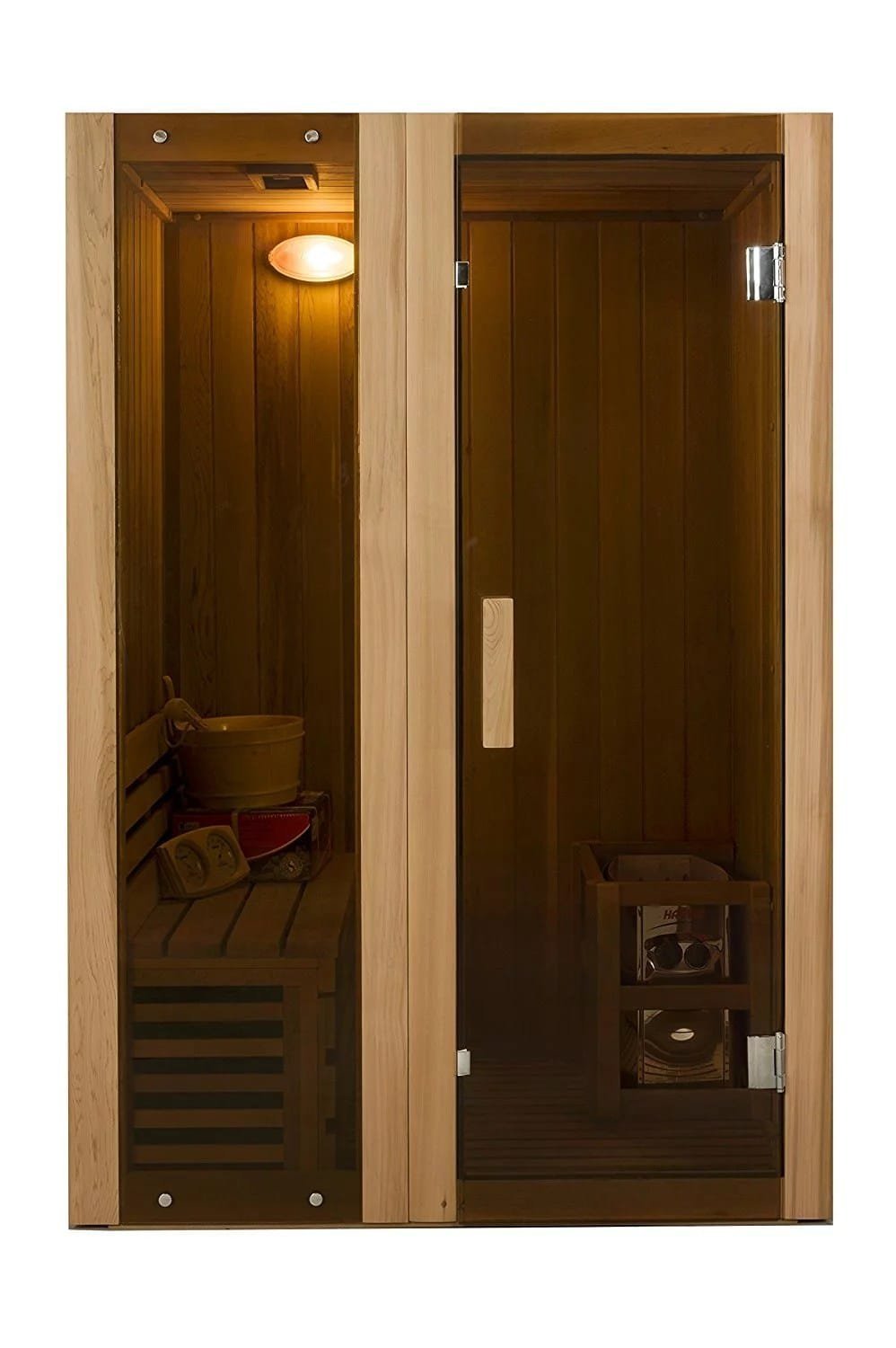 ALEKO StI2ced Cedar Indoor Wet Dry Sauna Steam Room, 3 kW Harvia KIP Heater, 2 Person