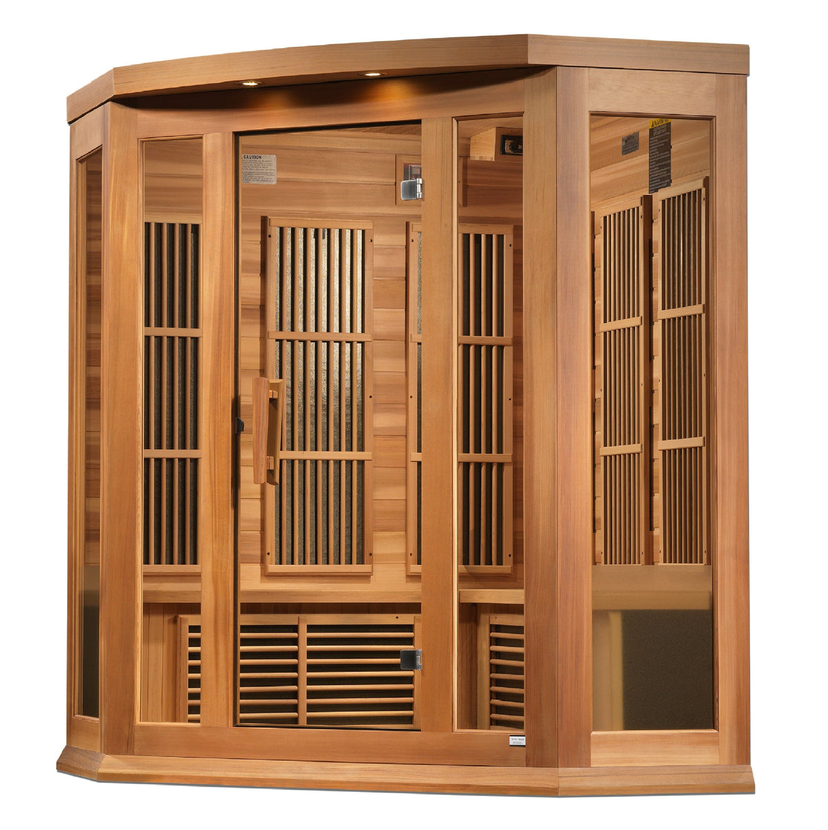 Maxxus MX-K356-01-ZF CED 3-Person Corner Near-Zero EMF Far Infrared Sauna Canadian Red Cedar Sanctuary